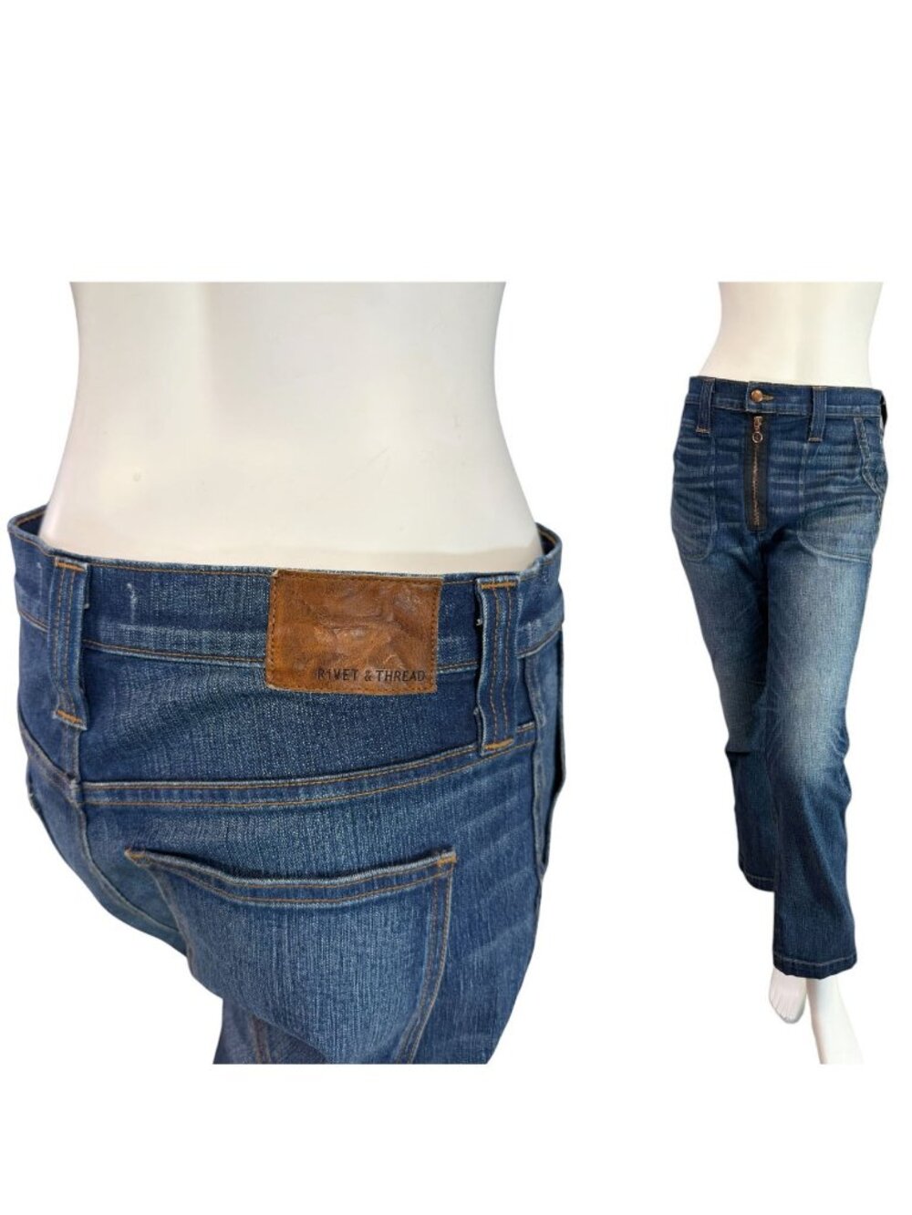 Rivet and Thread Denim Jeans from Madewell Front Exterior Zipper, Size 29